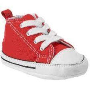CONVERSE BABY 3 / 6 MONTHS CRIB BOOTIES RED CHUCKS FIRST ALL STAR SNEAKERS